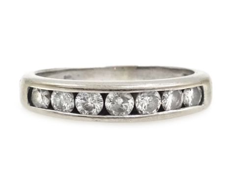 White gold seven stone diamond half eternity ring, hallmarked 18ct Condition Report Approx 2.9gm, size J-K