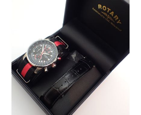 Gents Rotary divers wristwatch with fabric and leather strap