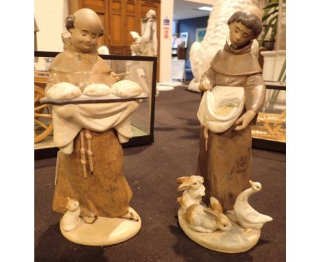 Two Lladro ceramic monks H: 23 cm