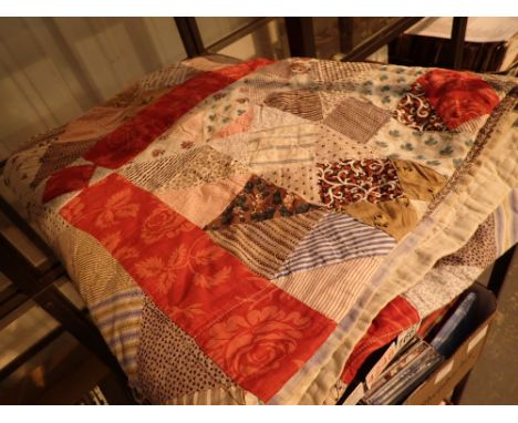 Large handmade vintage patchwork bed spread 180 x 200 cm