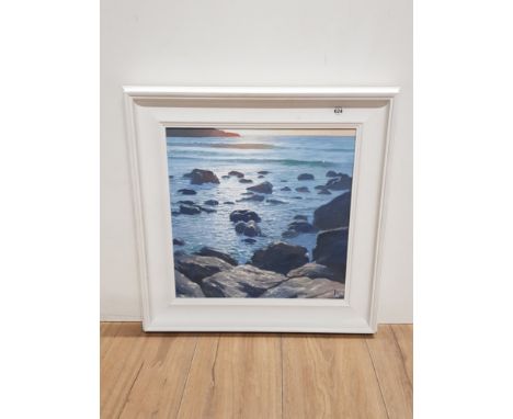 THE SEASCAPE SIGNED WITH THE INITIALS PG AND THE INDISTINCT SIGNATURE ON THE BACK IS BY CORNISH ARTIST PAUL GERAGHTY