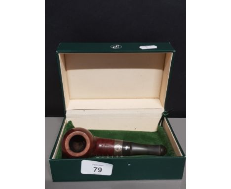 PETERSON OF DUBLIN SILVER AND BRIAR SHERLOCK HOLMES SMOKING PIPE WITH BOX AND POUCH