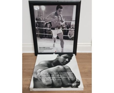 FRAMED MUHAMMAD ALI PRINT I'M SO FAST TOGETHER WITH CANVAS PRINT OF ALI AND FAMOUS QUOTE