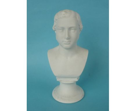 Albert Edward, Prince of Wales: a white bisque porcelain portrait bust by Bing &amp; Grondahl, on integral socle base, the re