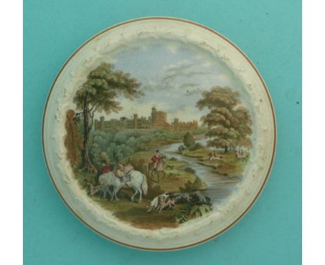Windsor Park, Returning from Stag Hunting (180) (pot lid, potlid, prattware)  