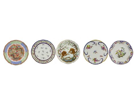 A Sèvres Porcelain Plate, date code for 1767, painted with scattered flowersprays within moulded feuille de choux borders pic