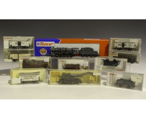 A Roco gauge HO No. 63250 locomotive and tender in German grey livery, boxed, together with a collection of other Roco, Fleis