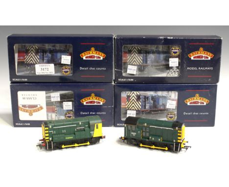 Four Bachmann Branch-Line gauge OO Class 8 diesel locomotives, comprising No. 32-102Z BR (weathered), No. 32-106 Freightliner