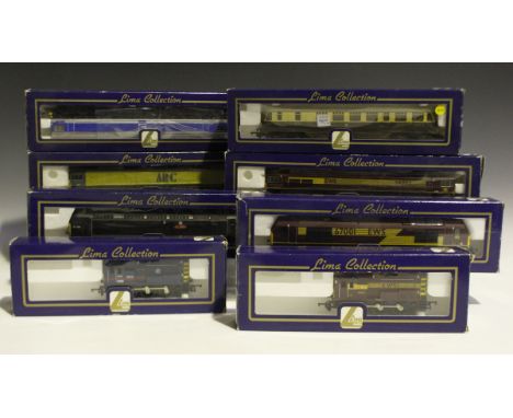 A collection of Lima gauge OO railway items, including a diesel locomotive 66100 EWS, another GBRF, other locomotives, goods 