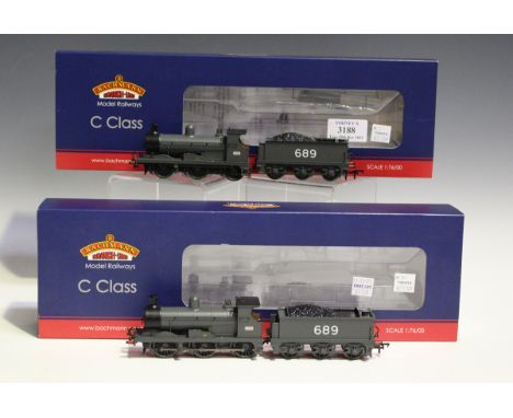 Two Bachmann Branch-Line Collectors Club gauge OO No. 31-460K C Class 689 locomotives and tenders in SE &amp; CR wartime grey