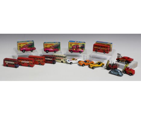 A collection of diecast vehicles, including a Corgi Toys No. 268 The Green Hornet's Black Beauty and various Matchbox vehicle