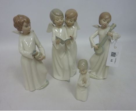 Five Nao figures including 'Angeles Cantores' and four other angle figurines  Condition Report Click here for further images,