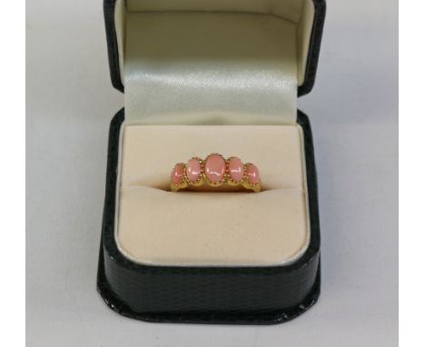 Coral five stone silver-gilt ring Condition Report Click here for further images, condition, auction times & delivery costs
