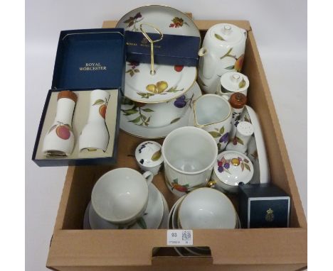 Royal Worcester 'Evesham' Tea ware, including a cake stand, preserve jars, milk jugs and other ceramics in one box  Condition