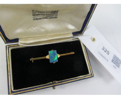 Art Deco bar brooch set with black opal tested to 14/15ct Condition Report Click here for further images, condition, auction 