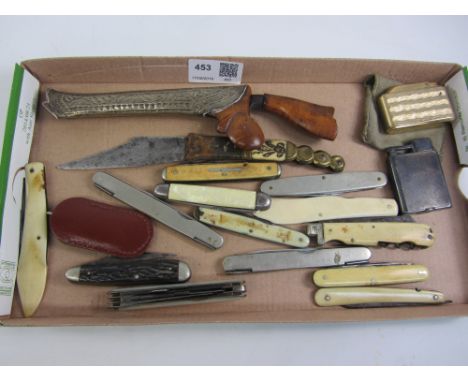19th/20th century Middle Eastern Kriss, white metal mounts 20cm overall, Eastern folding knife, collection of early 20th cent