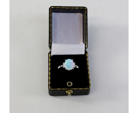 Opal dress ring stamped 925 Condition Report Click here for further images, condition, auction times & delivery costs
