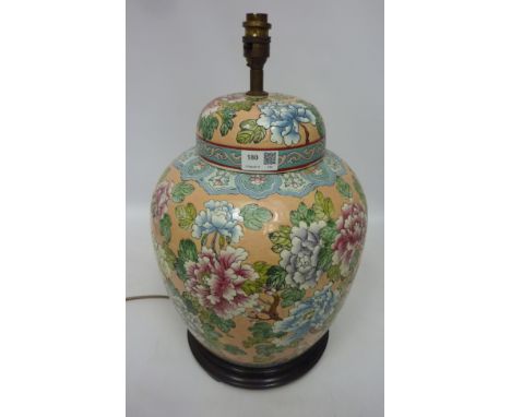 Large Chinese table lamp with wooden stand H42cm  (This item is PAT tested - 5 day warranty from date of sale) 
 Condition Re