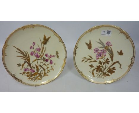 Two late 19th Century Derby plates with raised gilt decoration and enamel floral sprays  Condition Report Click here for furt