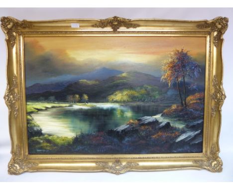 'Lochan in the Evening Light', Oil on canvas Michael Whitehand, signed 77 lower left, 60cm x 91cm Condition Report Click here