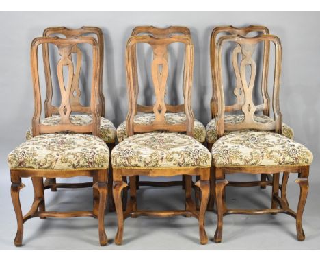 A Set of Six Tapestry Seated Dining Chairs