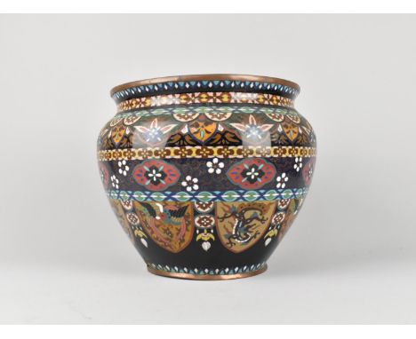 A Large Japanese Enamelled Copper Planter, One Area of Loss, 27cms Diameter and 23cms High