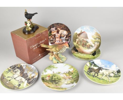 A Collection of Decorated Plates to Include Examples by Spode and Wedgwood Together with a Boxed Country Artists Blackbird an