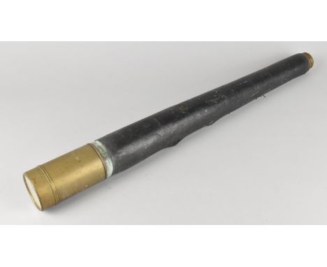 A Kelvin Hughes Single Drawer Brass Mounted Telescope, 62cms Long When Closed