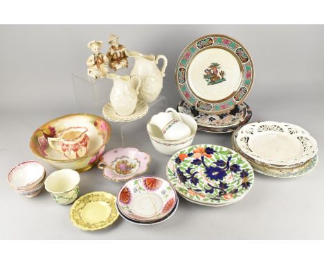 A Collection of Various 19th and 20th Century Ceramics to Comprise Nodding Head Figures, Transfer Printed Plates, Belleek Jug