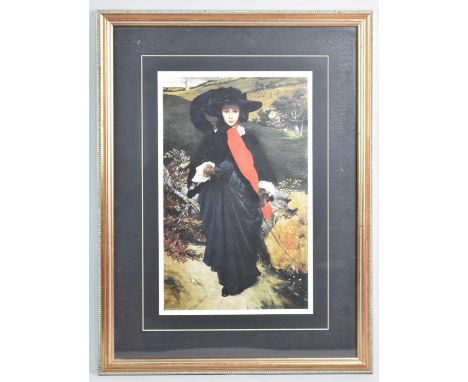A Framed Print, "Portrait of May Sartoris" by F Leighton, 23x37cms