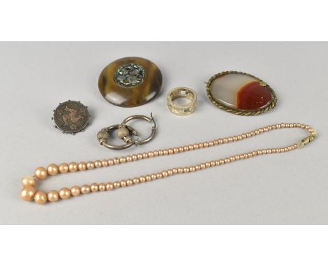 A Small Collection of Vintage and Later Costume Jewellery to include Banded Agate Victorian Panel Brooch, Large Tortoiseshell