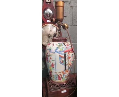 A 19th century Chinese ovoid vase as a lamp  