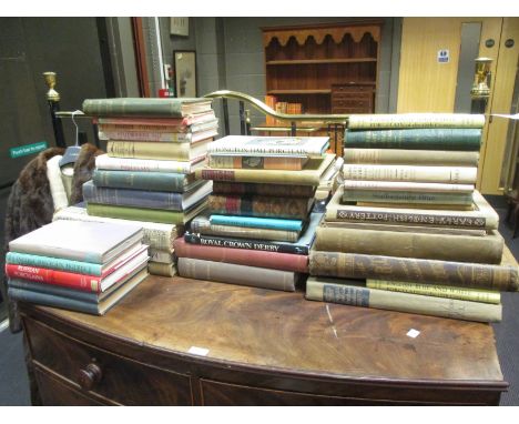 EG A large collection of antique ceramic and glass reference books to include, 'Coloured Worcester Porcelain', H. Rissik Mars