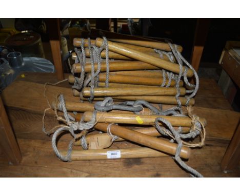 A wooden and rope ladder 