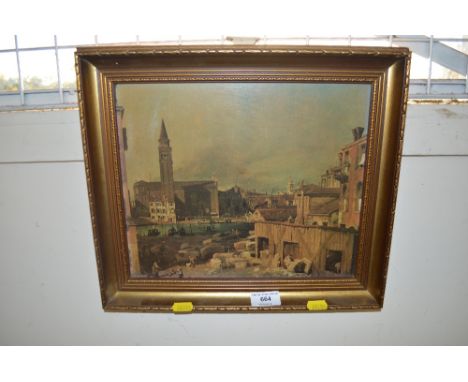 A gilt framed print