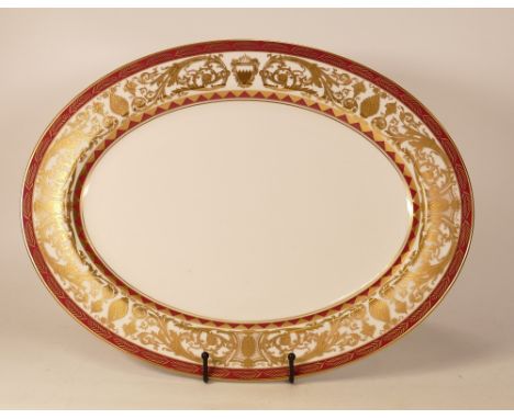 Large De Lamerie Fine Bone China heavily gilded Special Commission patterned Oval Platter  with with Gudaibiya Palace Motif, 