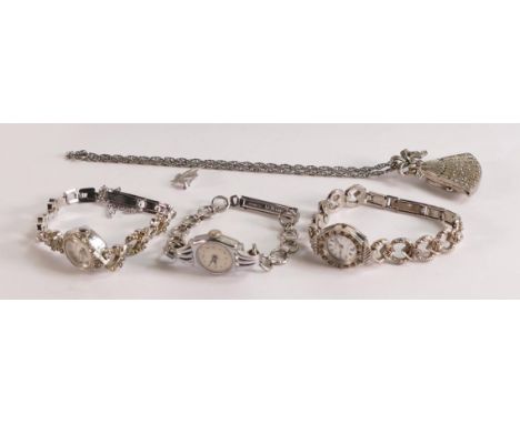 Four vintage ladies watches to include Ventura" Incabloc Marcasaite Art Deco 1940's Mechanical women watch 17 Jewels, Le chic