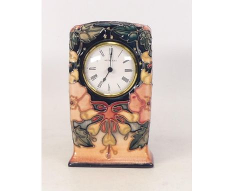 Moorcroft Oberon Pattern Mantle Clock. Height: 16cm