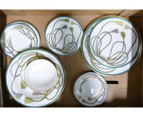A collection of De Lamerie Fine Bone China heavily gilded Special Commission Moonlight Rope &amp; Tassel patterned tea &amp; 
