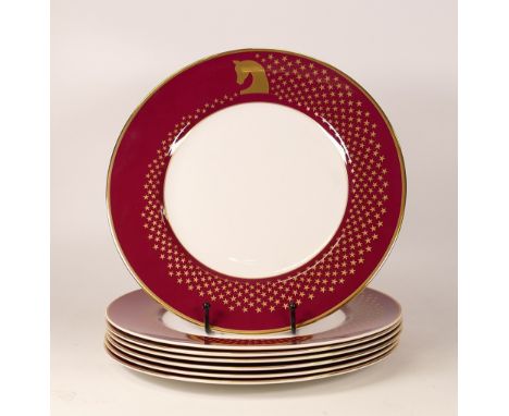 Seven De Lamerie Fine Bone China heavily gilded Special Commission for Royal Stable Majlis dinner plates  , specially made hi