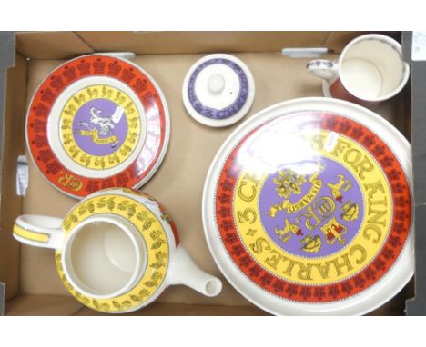 Emma Bridgewater, King Charles III Coronation Comemmorative Teaware to include Teapot Cake Stand, Mug, and Two Plates (one wi