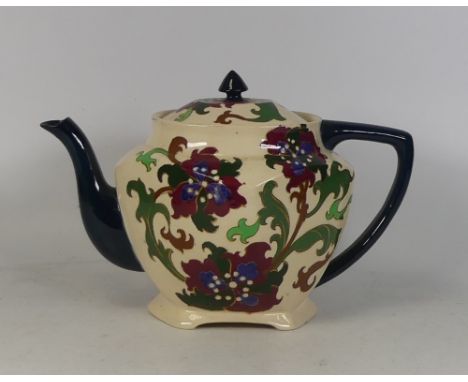 Foley Faience  floral teapot ( chip to inner rim)