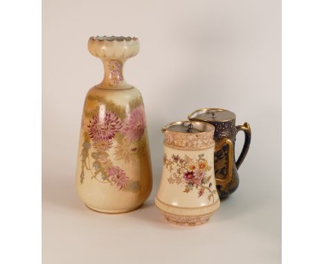 Carlton Ware Regalia vase together with Two Carltonware Jugs in the Anemone and Poppy designs. Height of vase: 30cm