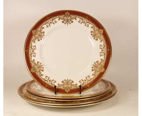 A collection of De Lamerie Fine Bone China heavily gilded  Chatsworth patterned circular patters x 2 &amp; 3 x dinner plates 