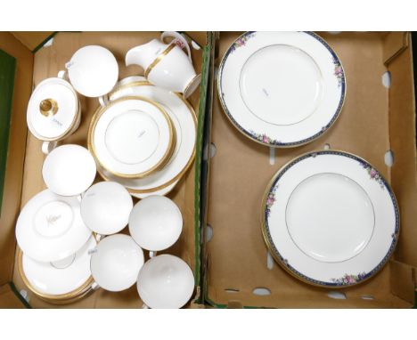 Royal Doulton Royal Gold Pattern Teaware to include Teacups, Saucers, Side Plates, Lidded Sugar Bowl, Millk Jug, Sandwich Pla