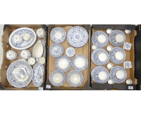 A large collection of Minton Shalimar tea and dinner ware to include 1 round &amp; oval platter, 6 dinner plates, 2 fruit bow