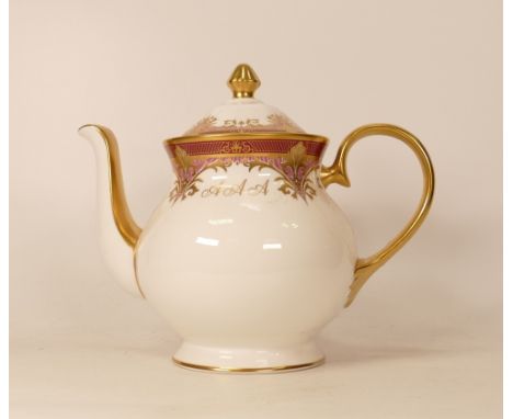 Large De Lamerie Fine Bone China heavily gilded Special Commission Chatsworth patterned teapot , specially made high end qual