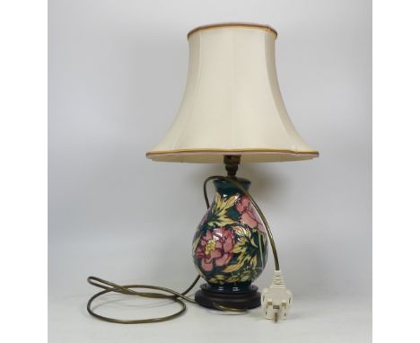 Moorcroft Peony patterned lamp with shade. Height including shade 47cm