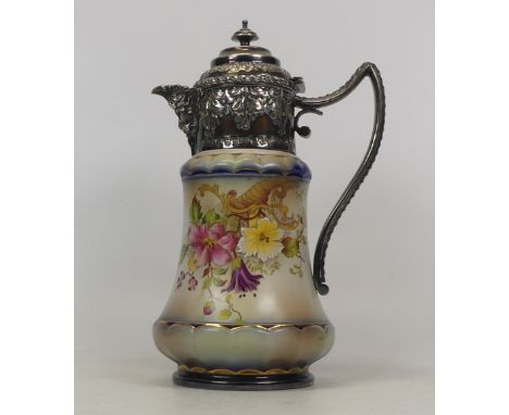 Carltonware Cornucopia Pattern Water Jug with Silver Plated Mounts. some wear to plating.