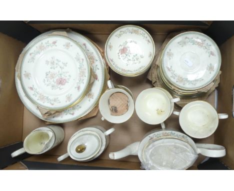 Minton Jasmine tea and dinner ware to include 6 trio's, teapot, milk jug, sugar bowl, 6 salad plates , 6 dinner plates and 7 